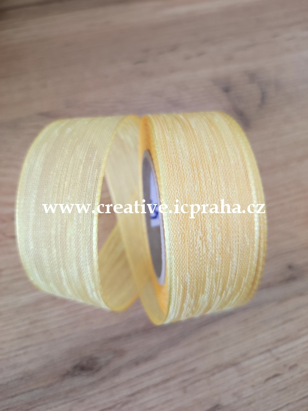 Stuha plátnová s efekt. nití 25mm žlutá